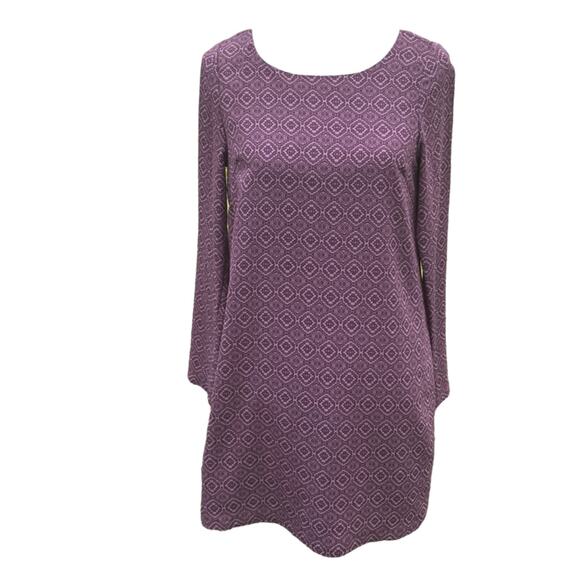 Prana CeCe Geometric Print Black Plum Purple Shift Athleisure Shirt Dress Small - Picture 2 of 7